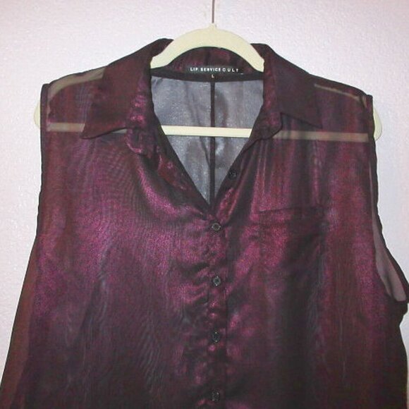 Y2K Vtg Lip Service Iridescent Mesh Top Size L Blacklist Sheer Sleeveless Goth - Picture 2 of 12